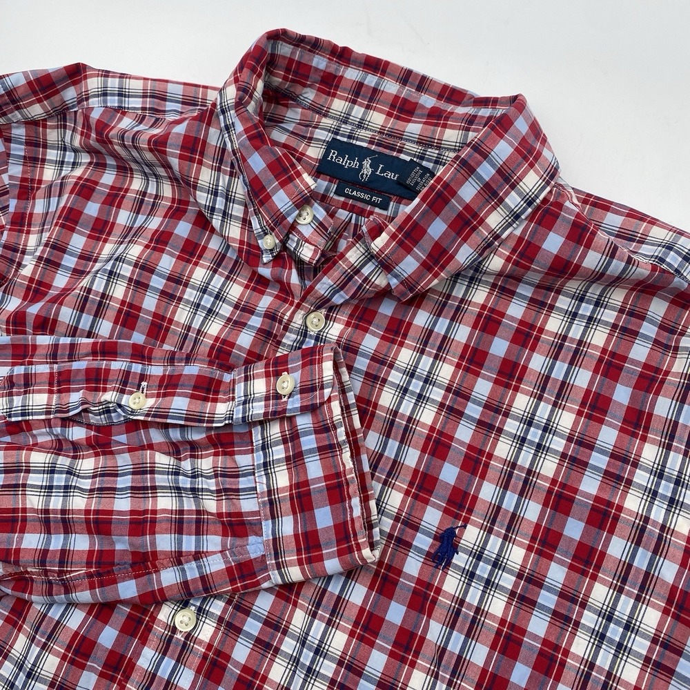 Polo Ralph Lauren Classic Fit Red Plaid Oxford Button Down L/S Shirt XLarge LNC